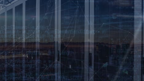 animation of network of connections over digital city