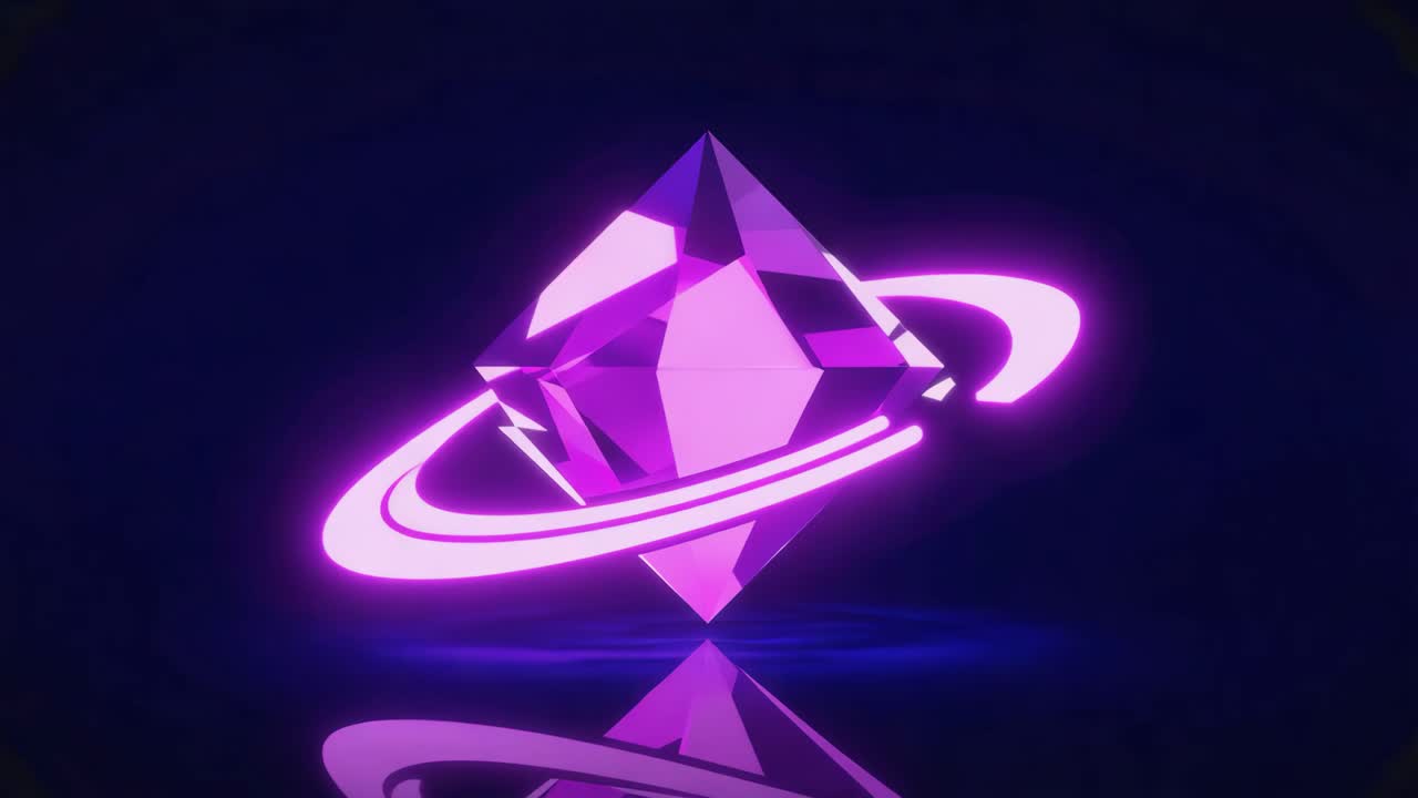 Abstract Crystal with Neon Ring