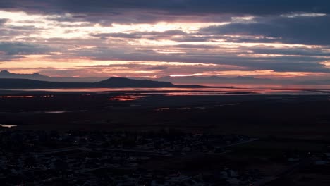 dramatic shot of the great salt lake in utah during sunrise or sunset