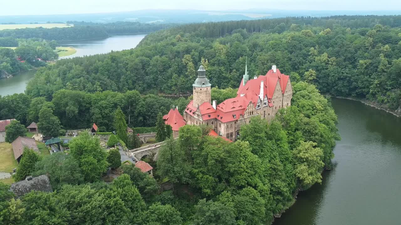 Czocha Castle In Lubań County, Lower Silesian Voivodeship, Southwestern Poland. Aerial Shot