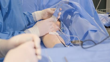 surgical procedure on a patient's leg