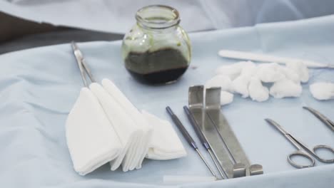surgical instruments and supplies on tray