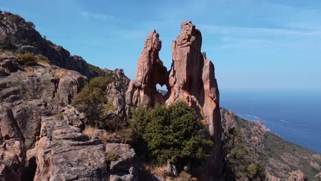 drone shot of the red rock mountain heart