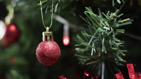 Video-of-christmas-tree-with-baubles-decorations-and-copy-space