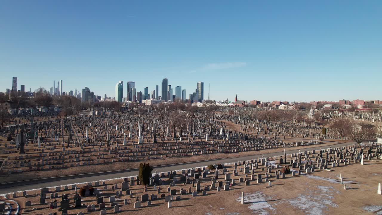 Mount Zion Cemetery, 4K aerial shot, Queens, NYC