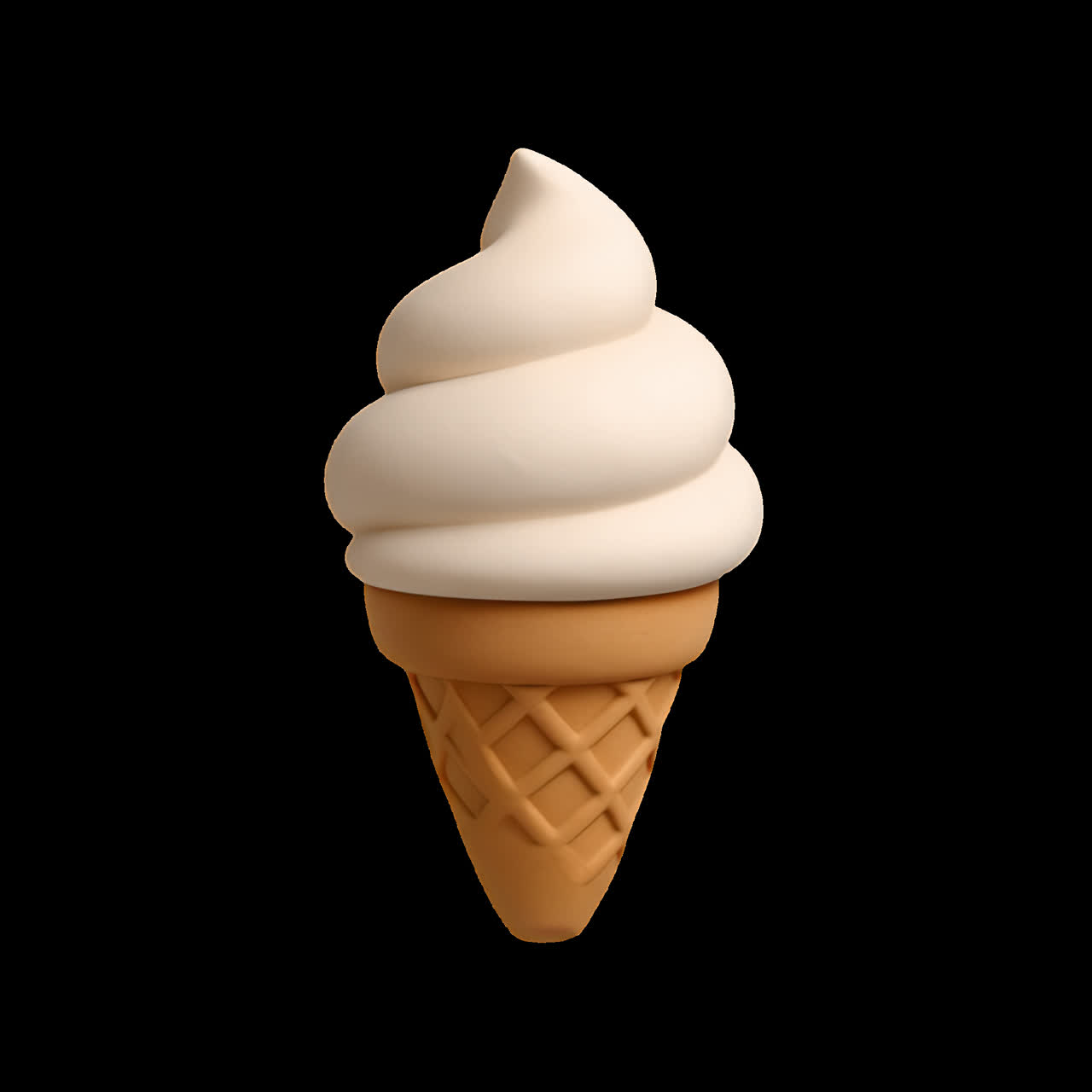 Clay ice cream cone sculpture animation isolated asset, transparent 4K video, alpha channel, ProRes