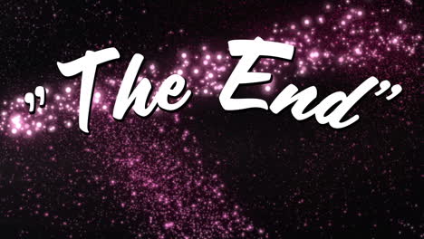 animation of the end text over pink firework moving on black background