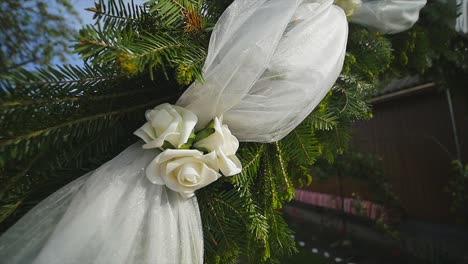 wedding arch decorated with flowers. close up