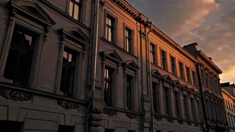 historic buildings at sunset