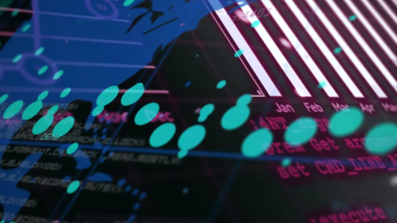 animación del procesamiento de datos y estadísticas sobre el procesamiento de datos financieros de la ciudad