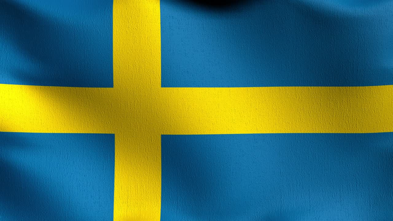 이 없는 루프 4k vdo: 바람에 날아다니는 스웨덴 국기, 고립된 공식 애국적 추상 디자인, 흔들리는 표지 기호의 3d 렌더링 일러스트레이션