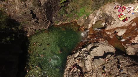 Natural-scenery,-pure-crystal-clear-lagoons,-Mountain-trail-Aerial-View