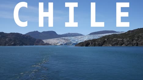 prise de vue d'un glacier et d'un paysage recouverts d'un graphique animé énonçant le chili