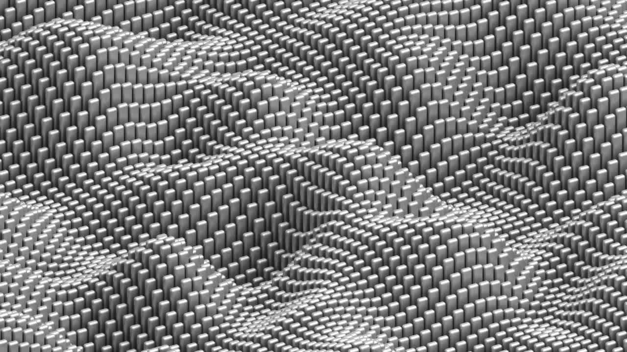 매트 둥근 금속 큐브와 함께 파동 표면 애니메이션 배경