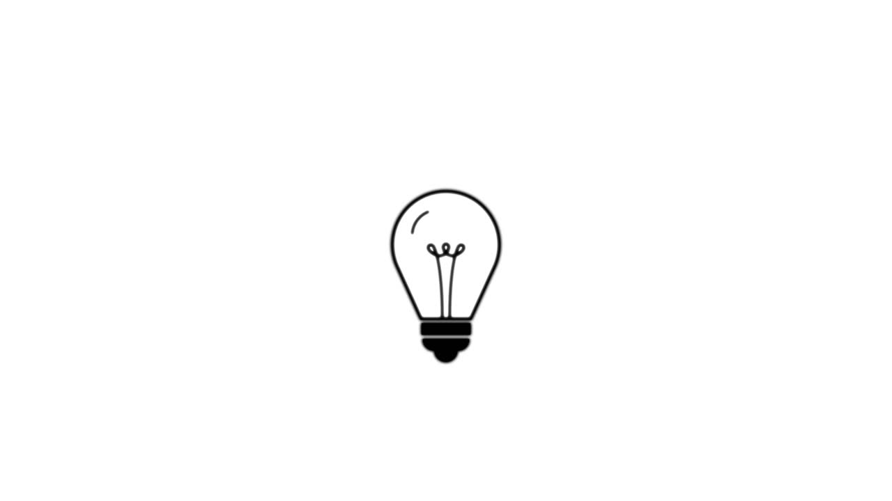 Animated Light Bulb Flashing On and Off on White Background