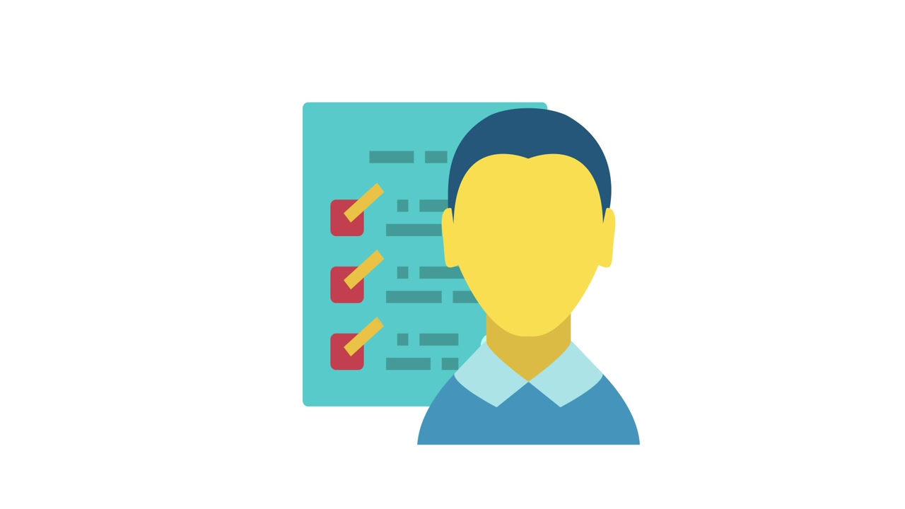Animated Person Checking Off Tasks on a Checklist
