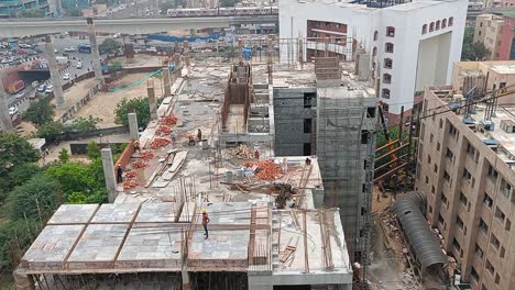 construction site high angle top view construction works work in progress