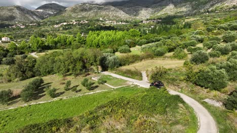 aerial view of a croatian village and surrounding landscape