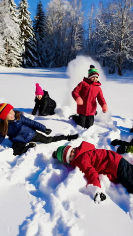 children playing in the snow