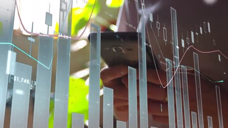 animación de estadísticas y procesamiento de datos sobre el hombre utilizando un teléfono inteligente