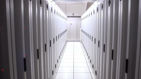 empty hallway of server towers