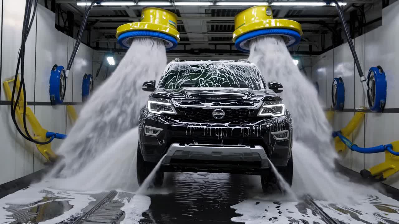 Nissan Pickup Truck in an Automated Car Wash