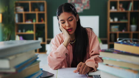 tired student studying