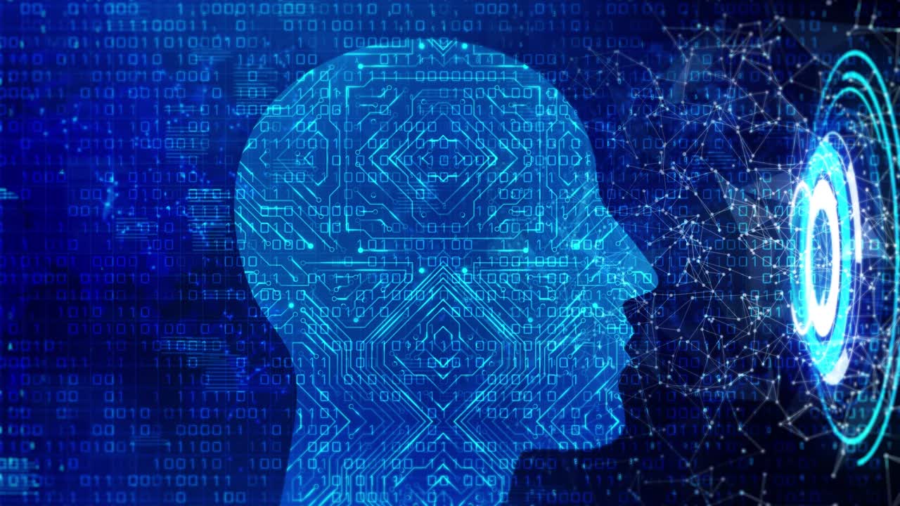 futuro concepto de circuitos cerebrales de la tecnología de visualización de bucle de fondo.