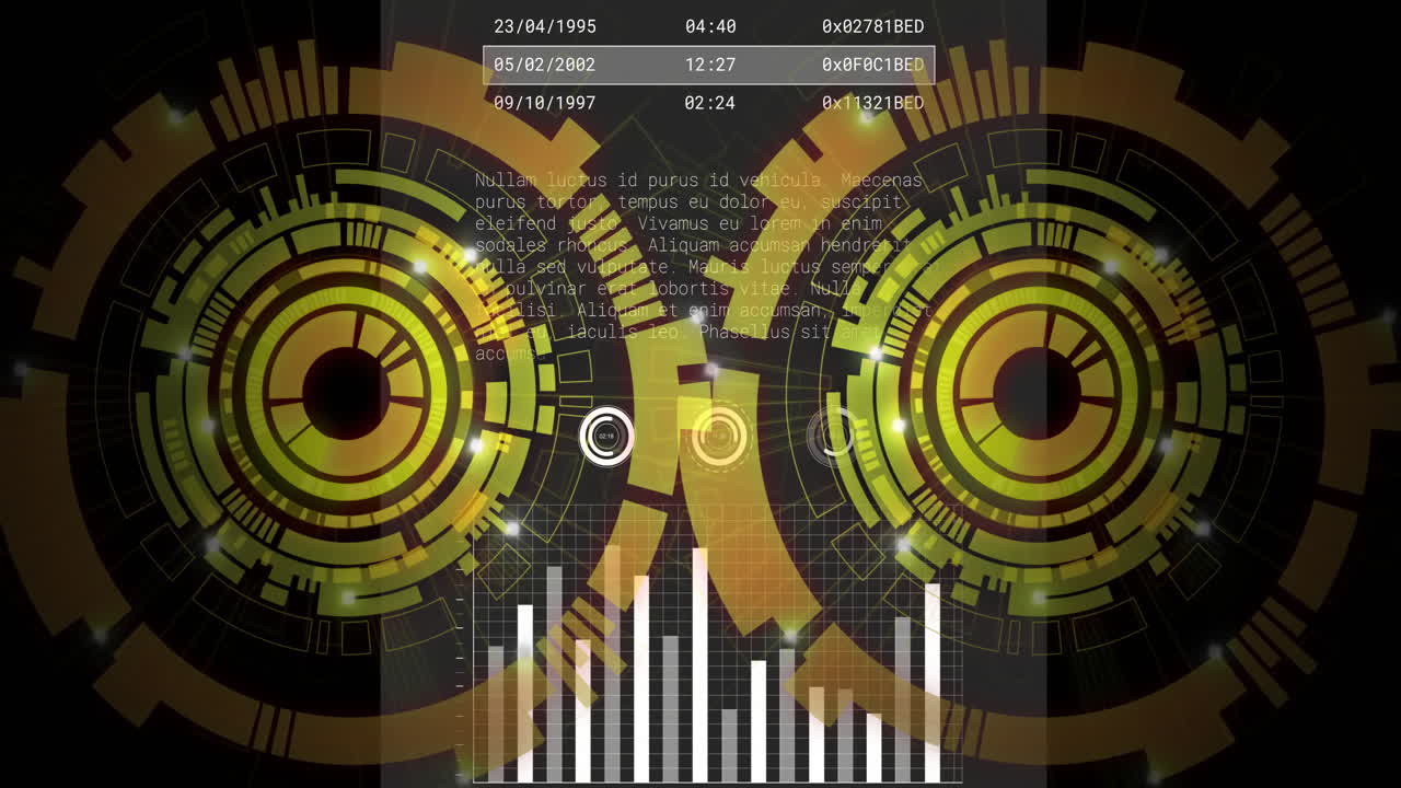 animación del procesamiento de datos digitales a través del escaneo de ámbitos