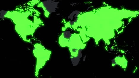 world map on animation, when it is gradually absorbed by the rapidly spreading green color color showing the viral infection of the planet and the retreat consistent covid-19 when the whole planet