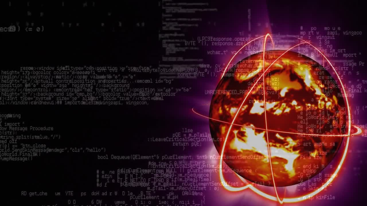 컴퓨터 코드로 빛나는 지구