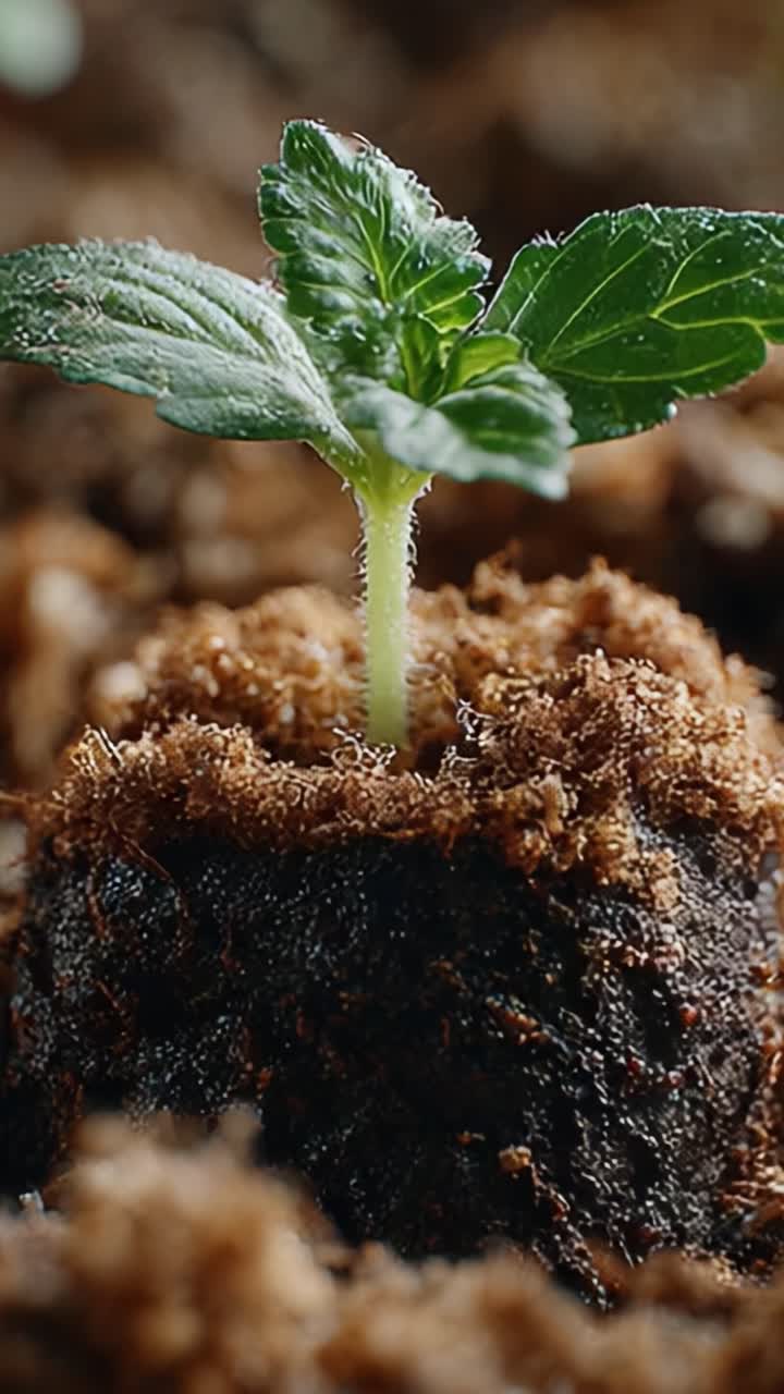 The Growth Journey of a New Plant Sprouting from Rich Soil, Capturing the Beauty of Nature's Resilience and New Beginnings