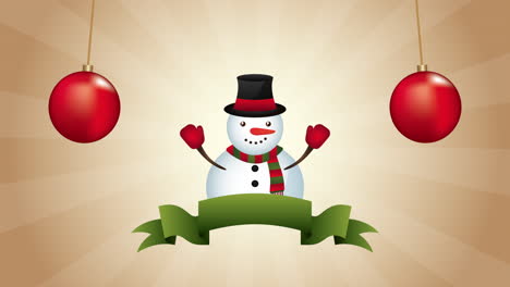 feliz navidad animación con personaje hombre de nieve