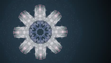 el patrón de virus pandémico en 3d flotando sobre un fondo azul oscuro.