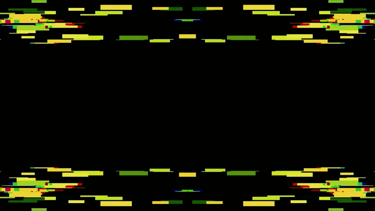 Effetto glitch digitale astratto con barre verdi e gialle