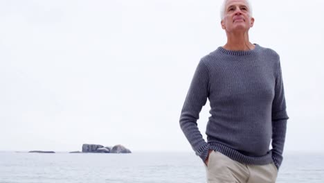 Mature-man-walking-on-the-sand