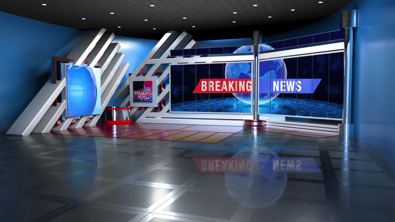 el conjunto de estudios de noticias de tv - bucle de fondo de pantalla verde virtual