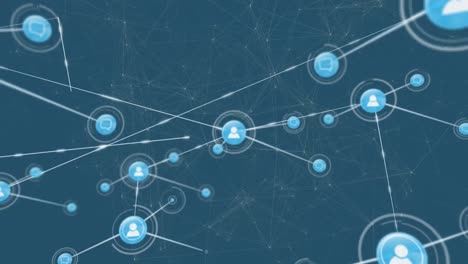 Die-Konnektivitätsanimation-Der-Weißen-Technologielinien-Auf-Blauem-Hintergrund-Ist-Ein-Online-Technologienetzwerk