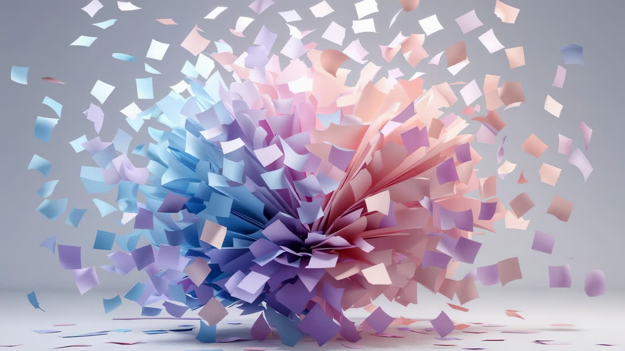 Abstract Burst of Colorful Paper Shapes