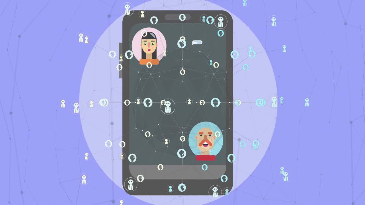 animación de chat en el teléfono inteligente y la red ai