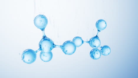 transparent blue molecule and water bubbles underwater, 3d rendering.