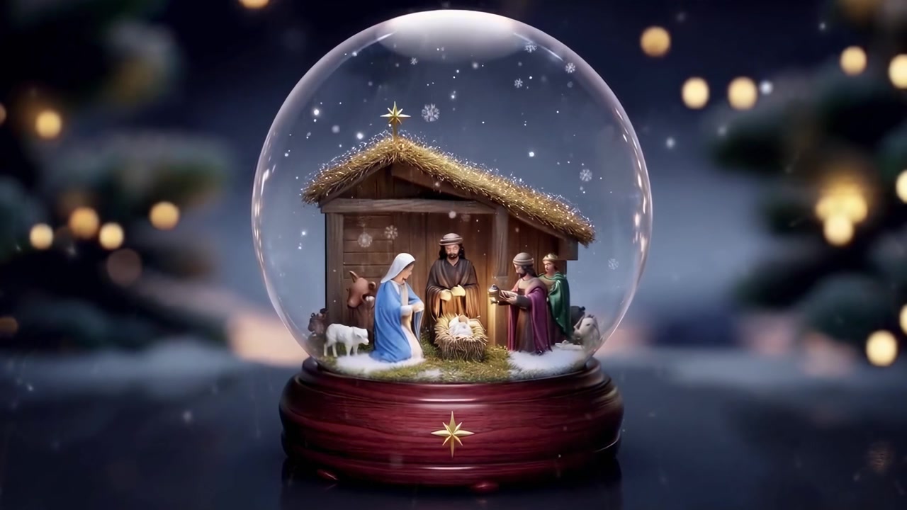 Presepe Natalizio all'Interno di una Palla di Neve