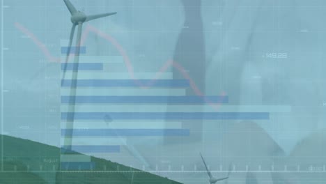 Animation-Von-Diagrammen-über-Einer-Windkraftanlage