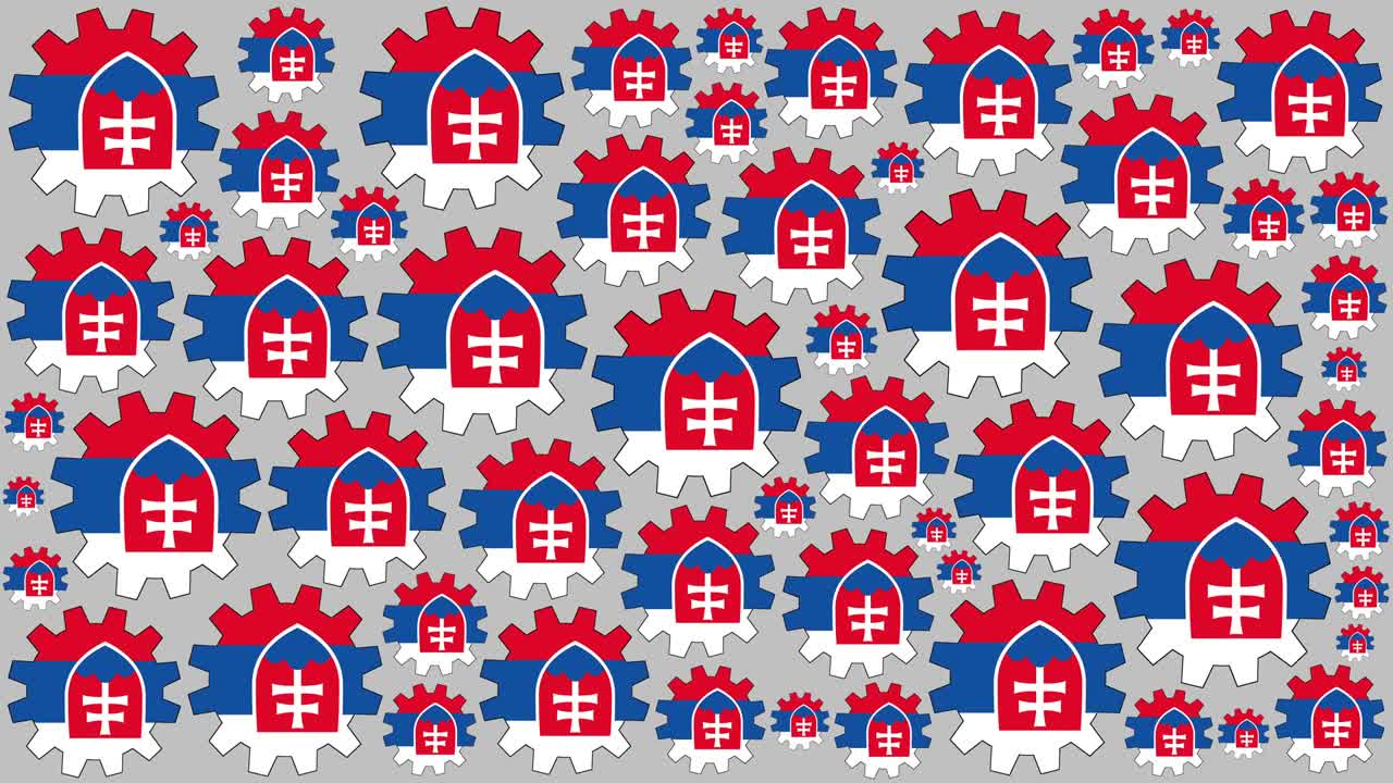 bandera eslovaca engranajes girando fondo