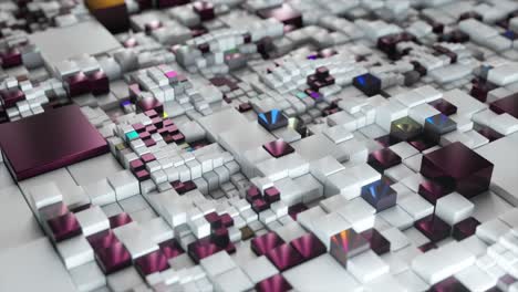 abstract 3d white rainbow cubes background. futuristic concept of network, data, digital. 3d animation of seamless loop