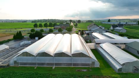 greenhouse at american farm during sunset