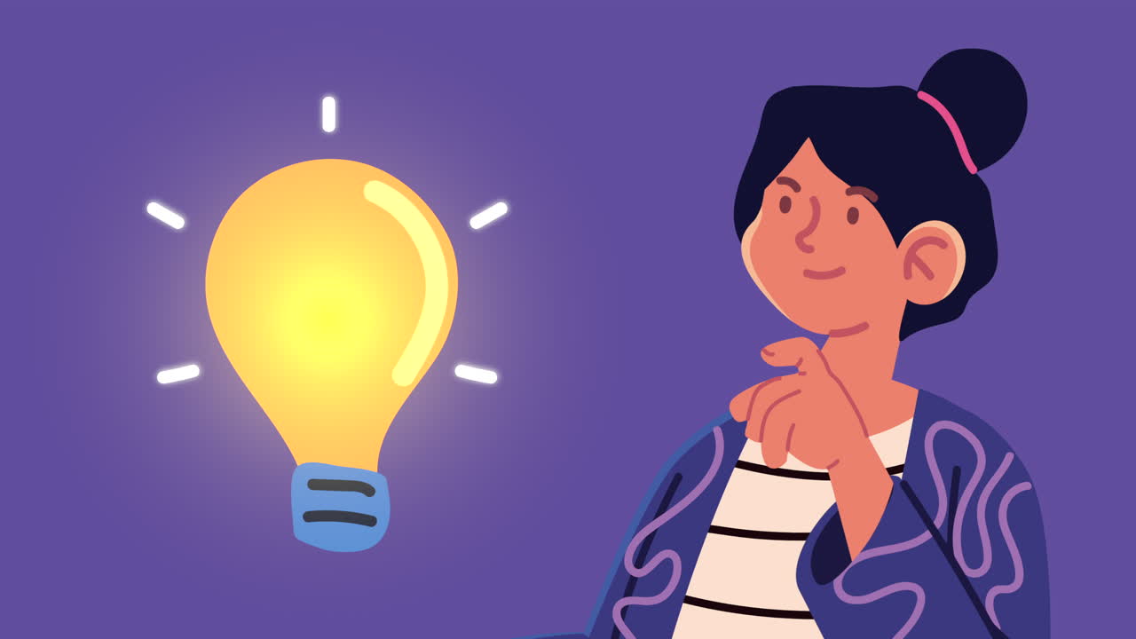 joven con carácter de bombilla creativa