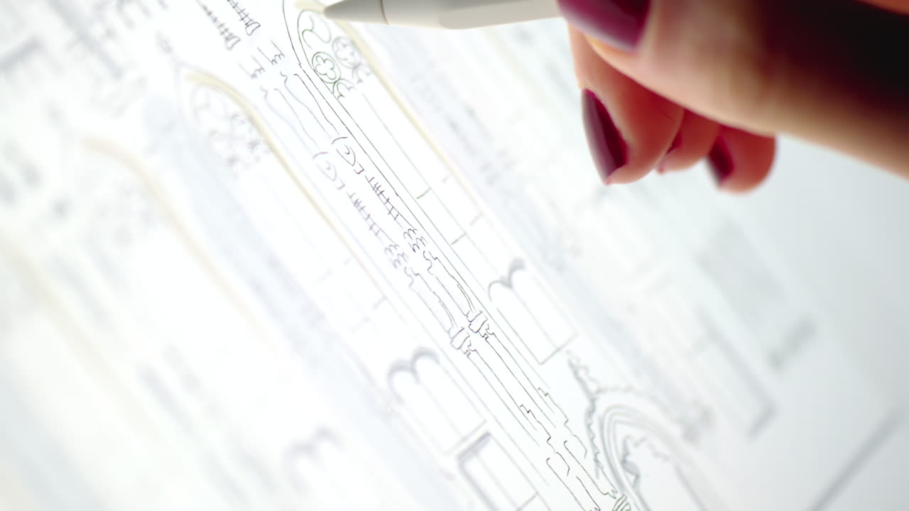 Primo piano di una donna che disegna su un tablet con una penna stilo