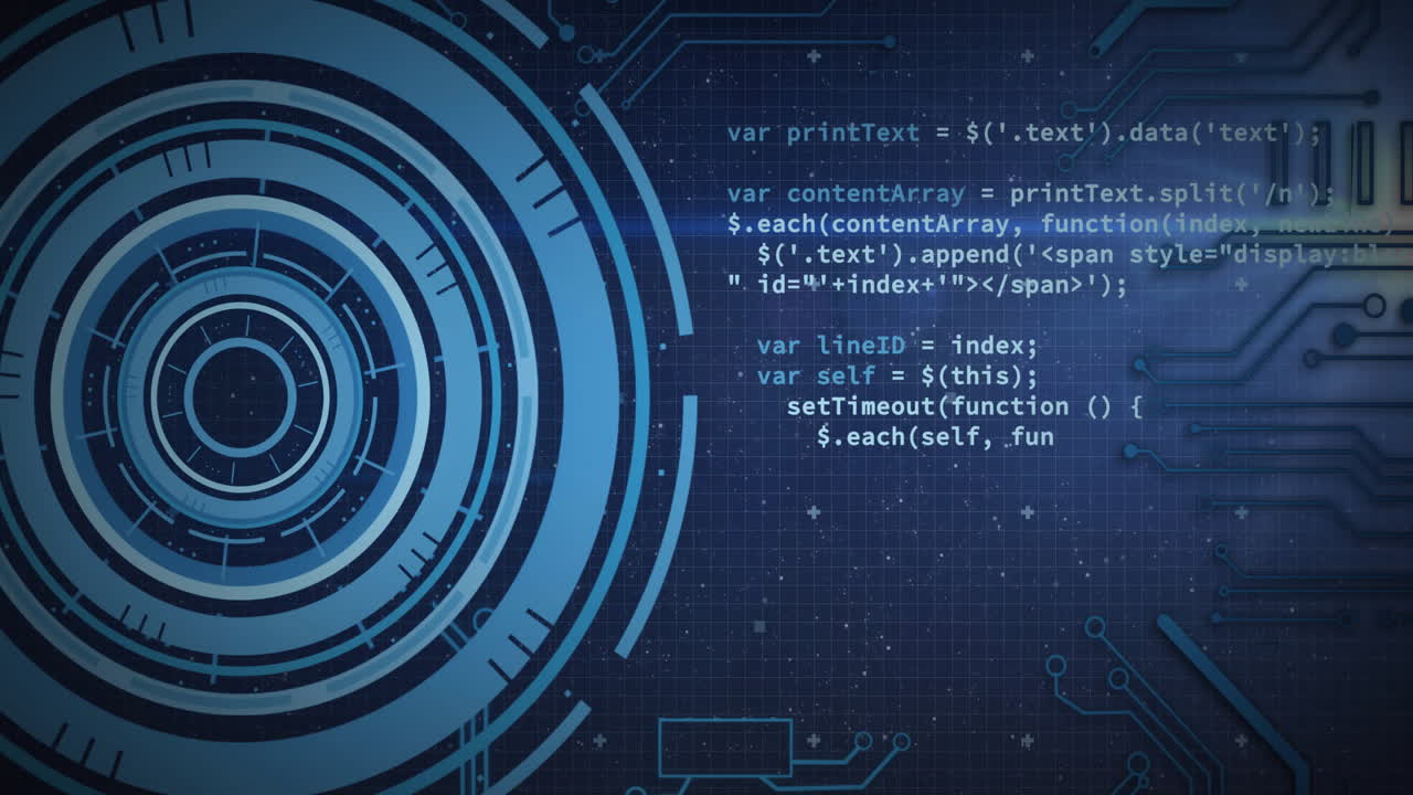 animación del procesamiento de datos digitales a través del escaneo de alcance