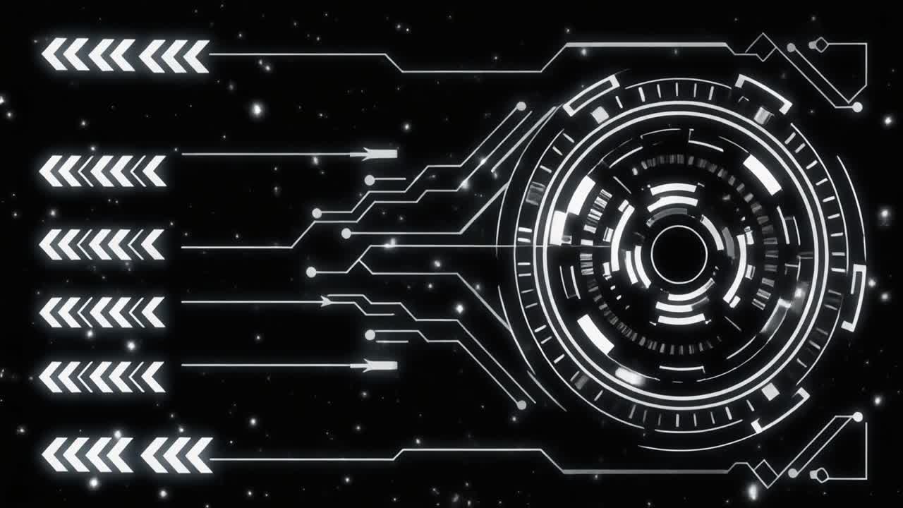 Abstract Technology Display with Glowing HUD Elements